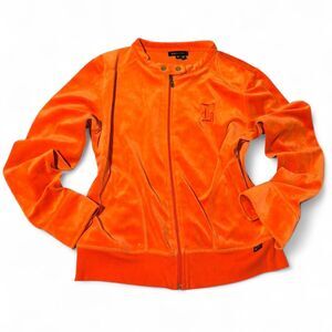 Y2K BCBG Orange Velour Zip Up jacket